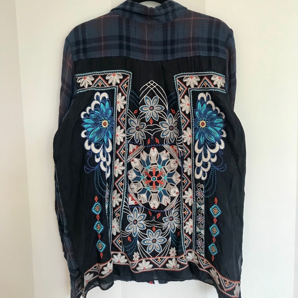 Johnny Was Embellished Button Down Blouse